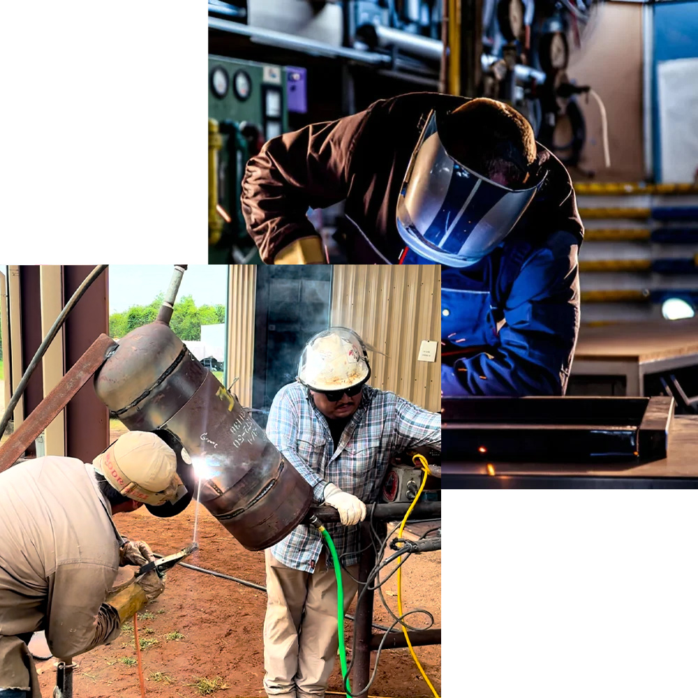 blacha stalowa z prostą spoiną po teście wizualnym na stole warsztatowym