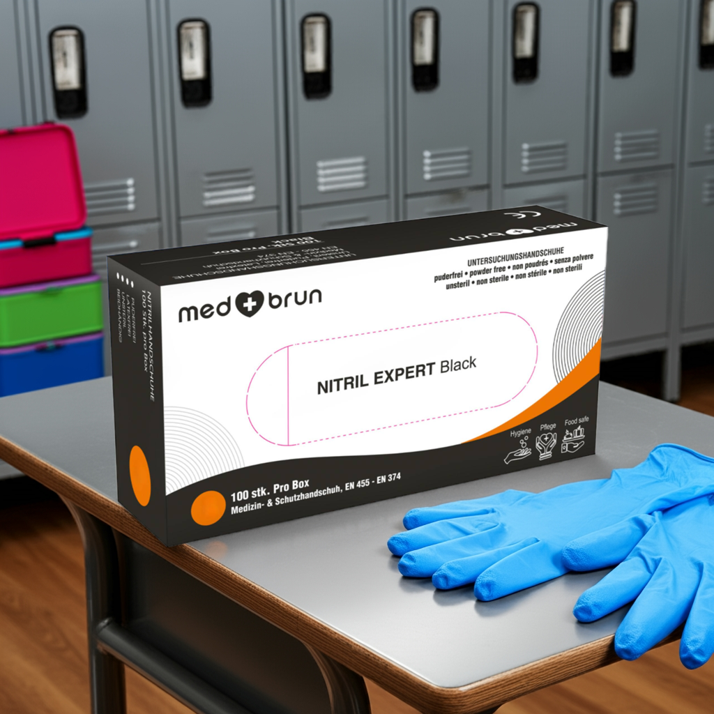 Etykieta pudełka rękawic z symbolem CE oznaczeniem PN-EN 455 powiększona